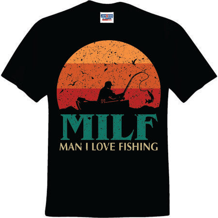 Mens MILF Man I Love Fishing print Gift for Fisherman by Art Frikiland