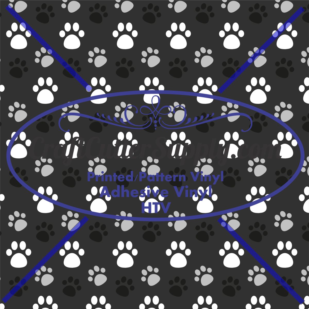 Black Grey White Dog Paw 12x12