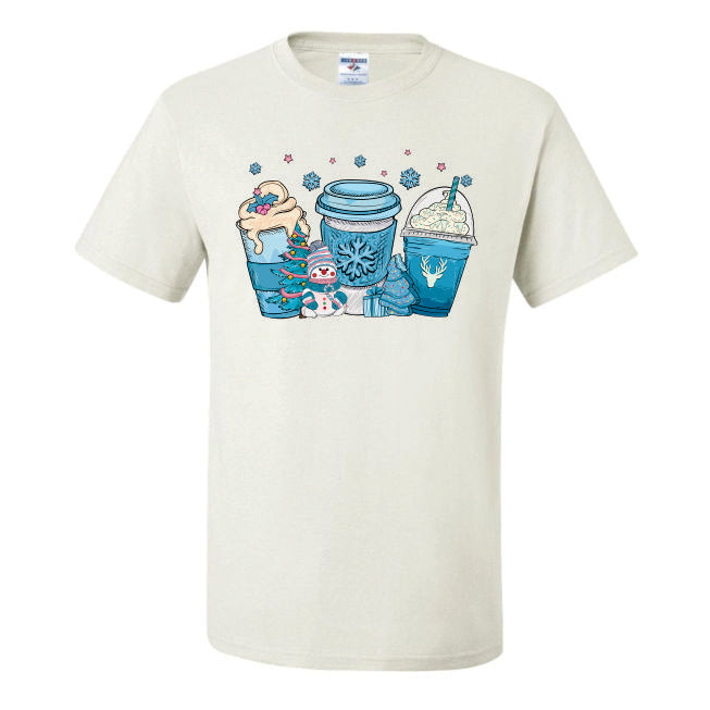 Christmas Coffee Cup Blue Pink (CCS DTF Transfer Only)