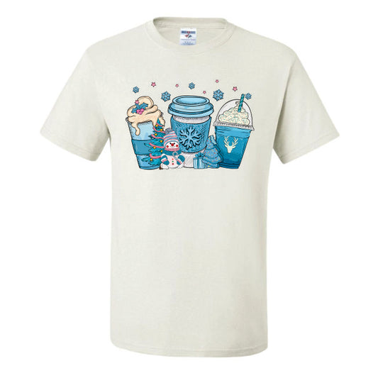 Christmas Coffee Cup Blue Pink (CCS DTF Transfer Only)