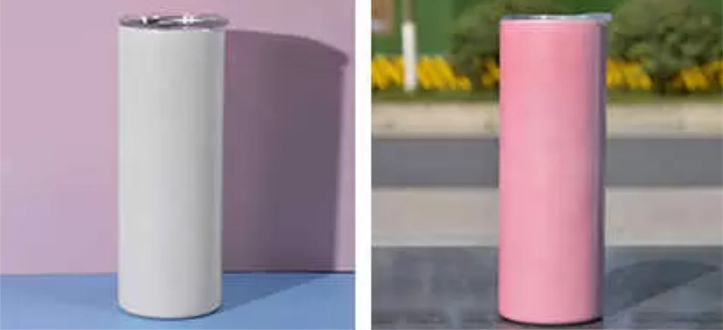 UV Color Changing 20oz Skinny Straight Sublimation Tumbler - White To Coral ON SALE TODAY