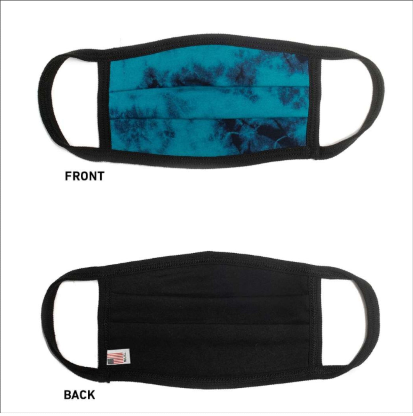 USA Made Face Mask Pleated-Crystal Wash Teal/Navy - CraftCutterSupply.com