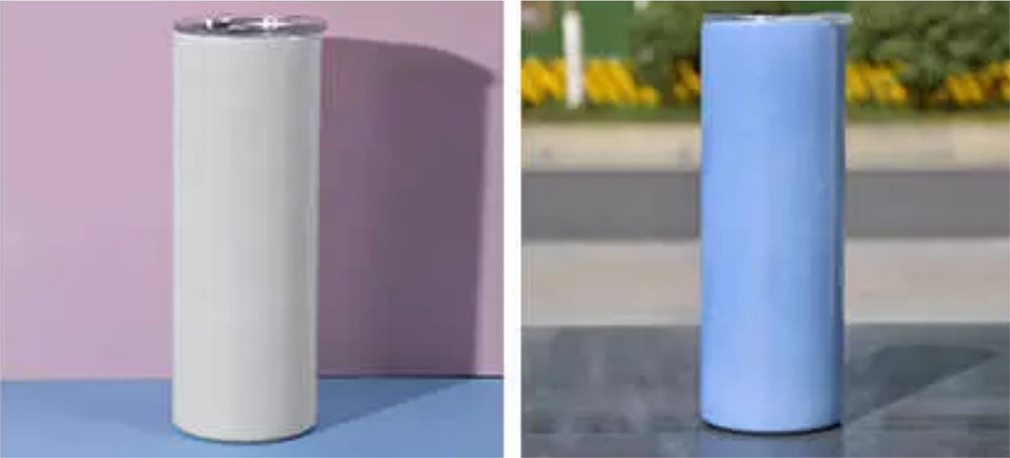 UV Color Changing 20oz Skinny Straight Sublimation Tumbler - White To Dark Blue