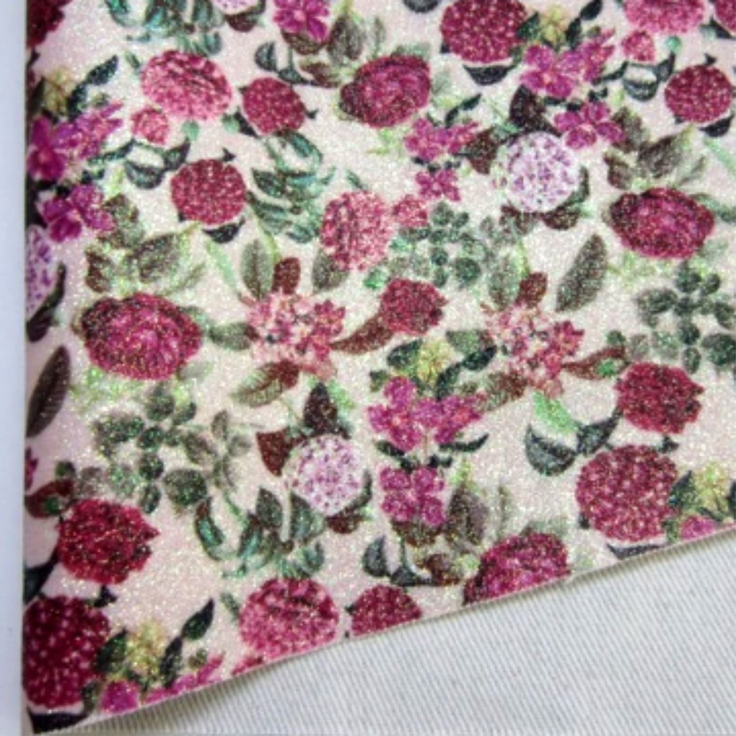 Flowers 5 Glitter Fabric Synthetic Faux PU Leather 11.75in x 12in Sheets - CraftCutterSupply.com