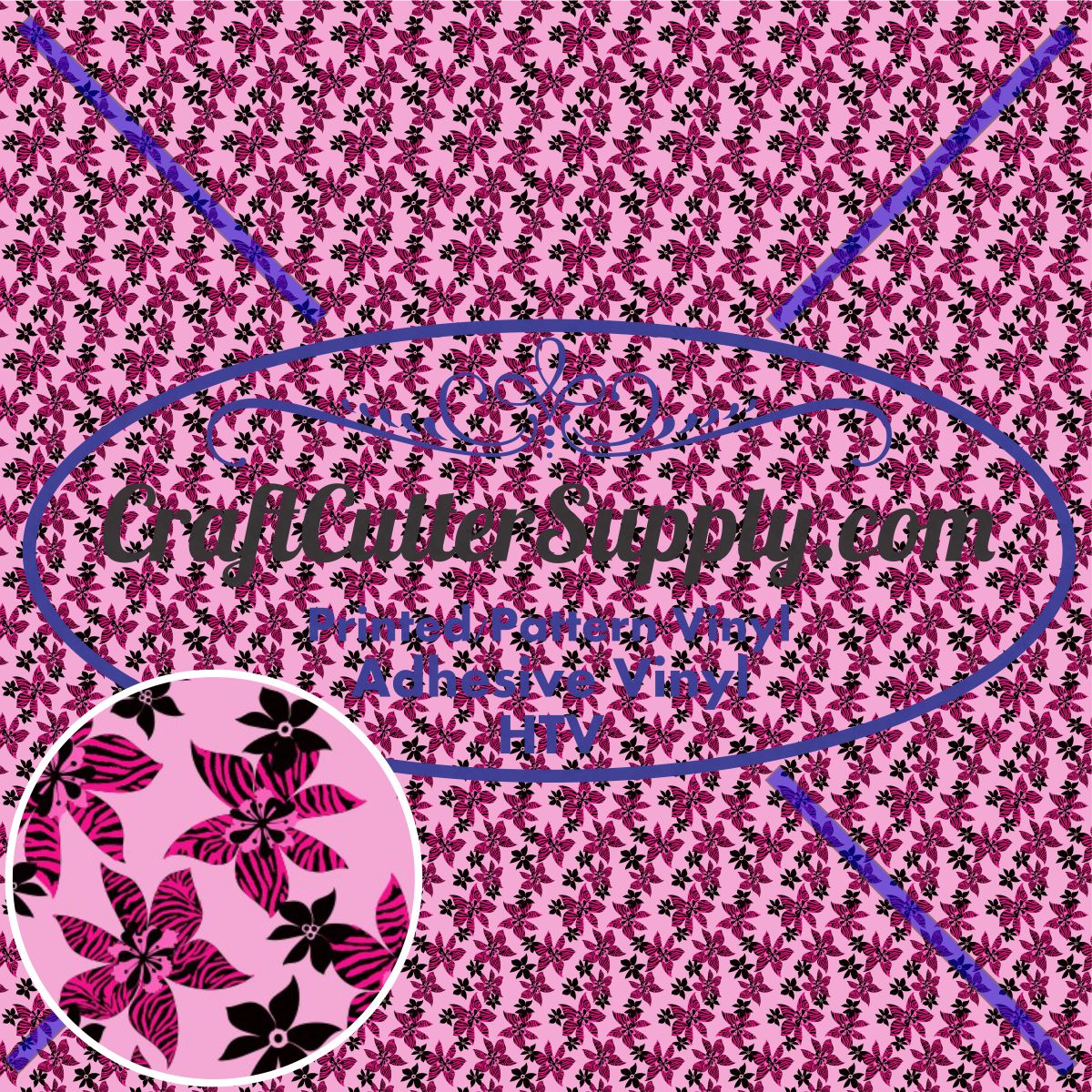 Flowers Pink And Black 12x12 - CraftCutterSupply.com