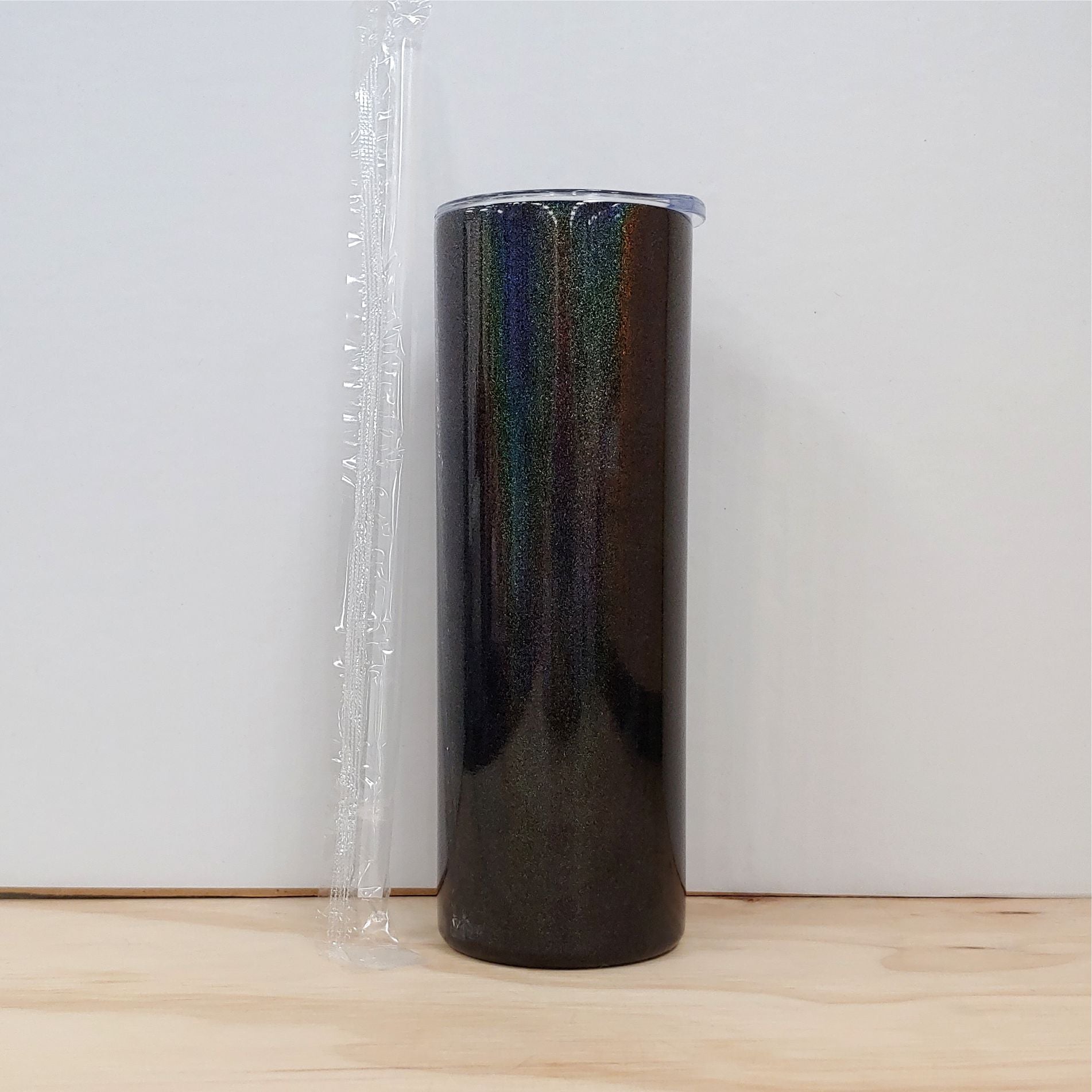 20 oz. Black Holographic Glitter Tumbler with Straw – Hot Mess Market