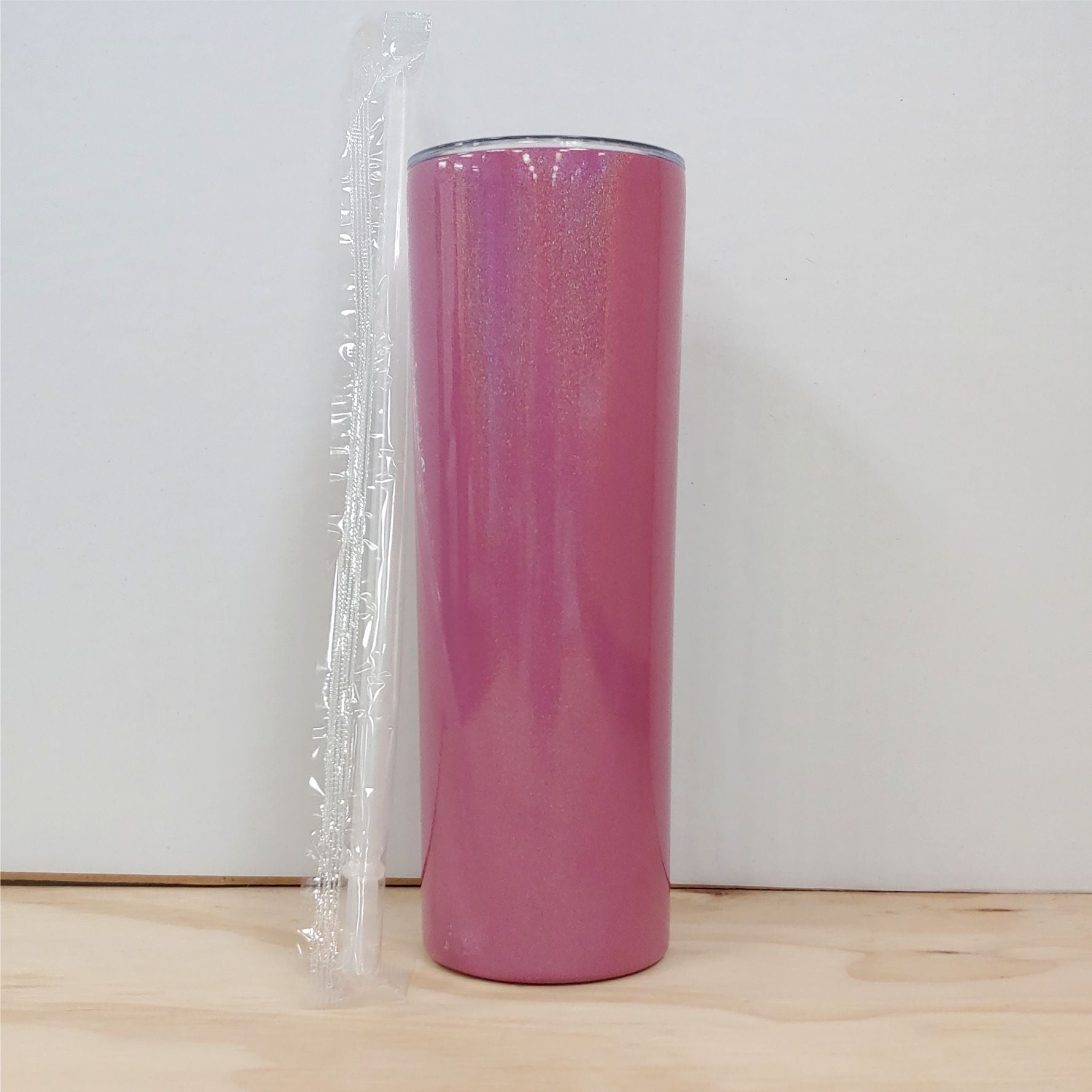 Pink Glitter Stainless Steel Sublimation Skinny Tumbler - 20oz.