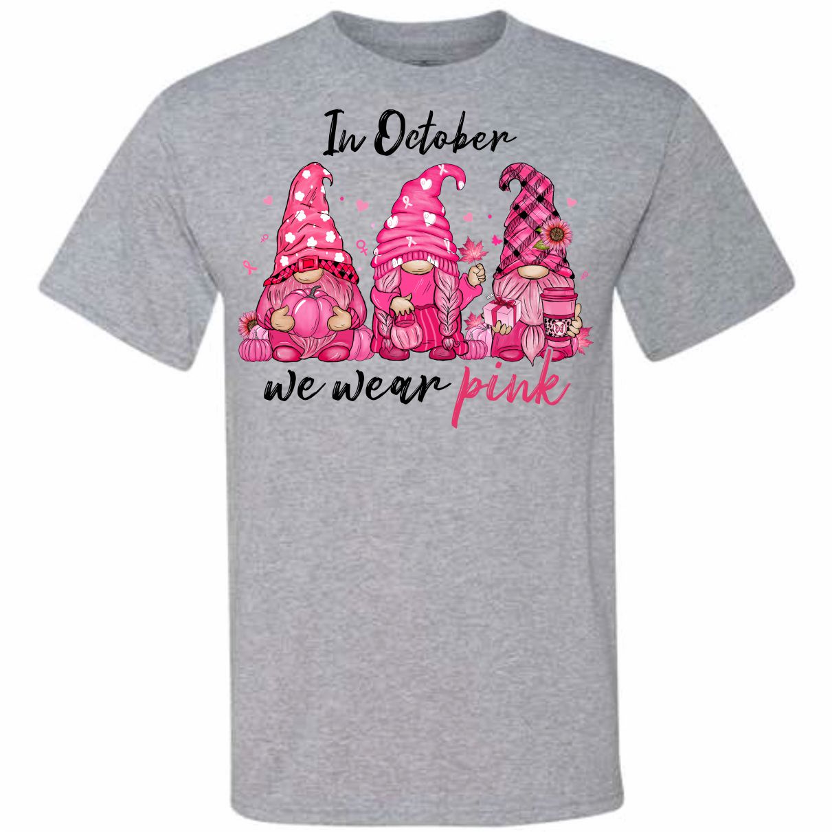 In October We Wear Pink 3 Gnomes (CCS DTF Transfer Only)