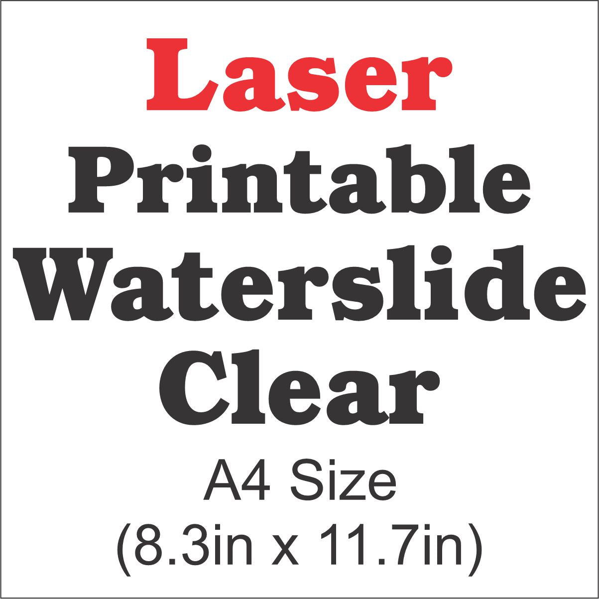 Laser Waterslide Decal Paper-Clear-A4 Size-8.3in x 11.7in - CraftCutterSupply.com