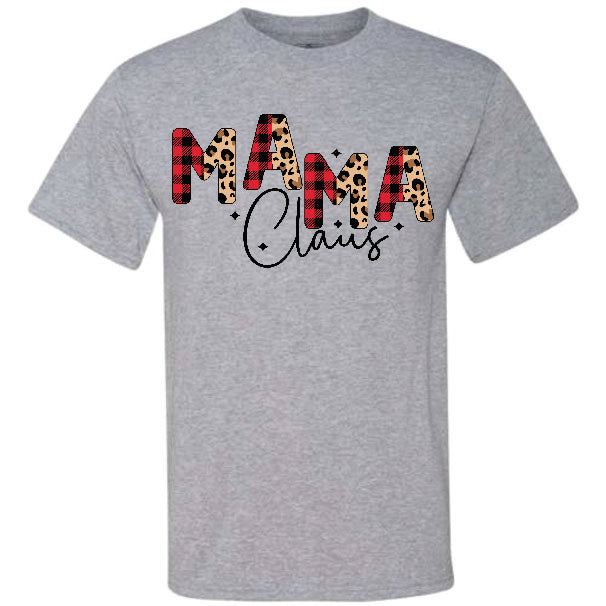 Mama Claus Leopard Buffalo Plaid (CCS DTF Transfer Only)