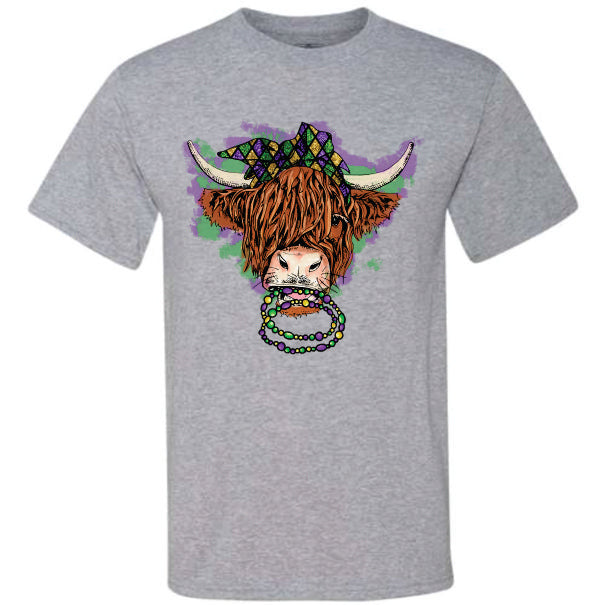 Mardi Gras Highland Cow (CCS DTF Transfer Only)