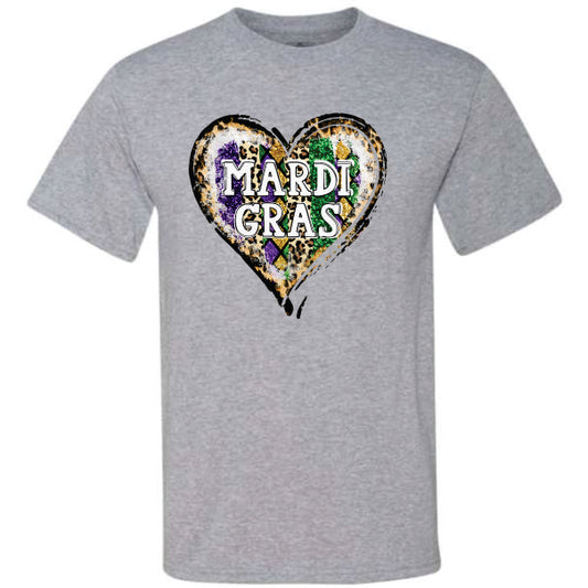 Mardi Gras Leopard Heart (CCS DTF Transfer Only)