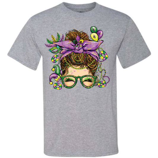 Mardi Gras Messy Bun (CCS DTF Transfer Only)