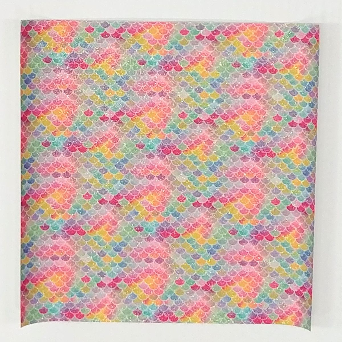 Rainbow Mermaid Scales 2 Glitter Fabric Synthetic Faux PU Leather 11.75in x 12in Sheets - CraftCutterSupply.com