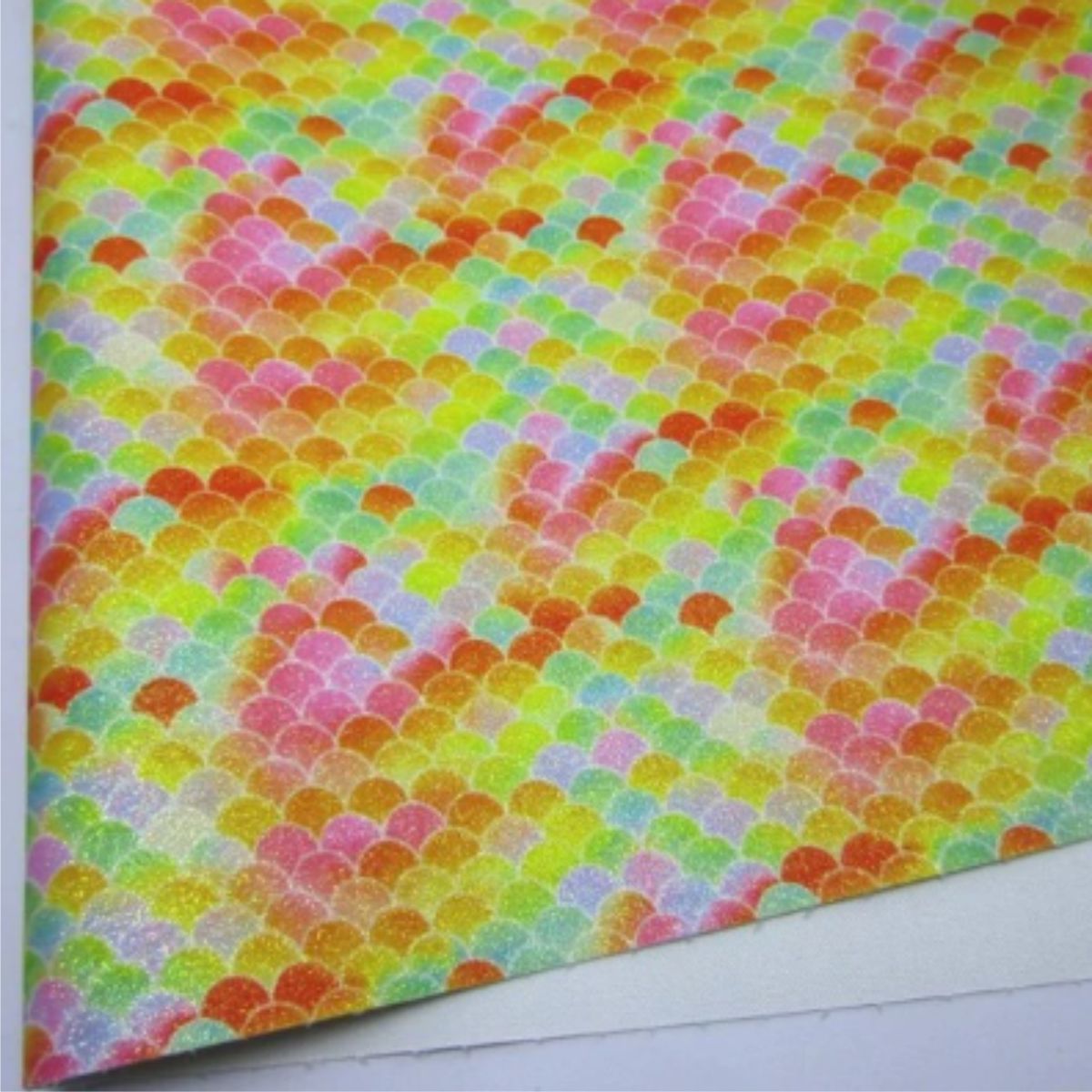 Rainbow Mermaid Scales 7 Glitter Fabric Synthetic Faux PU Leather 11.75in x 12in Sheets - CraftCutterSupply.com
