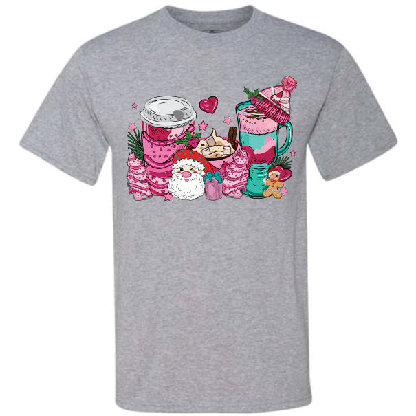 Pink Christmas Coffee Cups (CCS DTF Transfer Only)