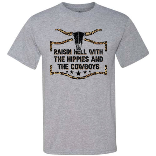 Raisin Hell With The Hippies And Cowboys Leopard Frame (CCS DTF Transfer Only)
