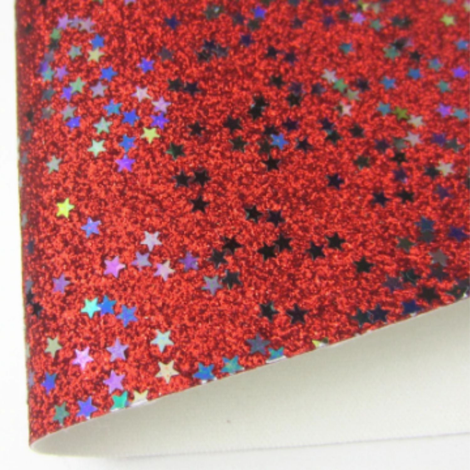 Faux Leather Red Glitter With Star Fabric Synthetic 11.75in x 12in She –