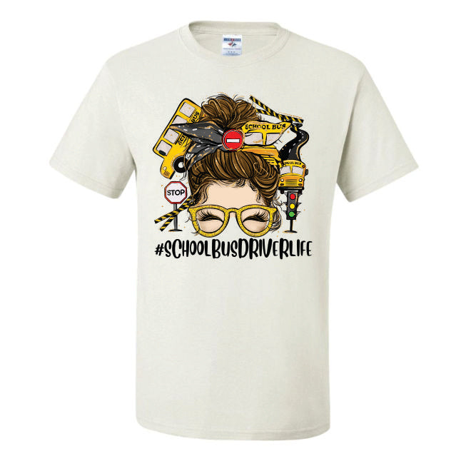 School Bus Driver Life Messy Bun Girl (CCS DTF Transfer Only)