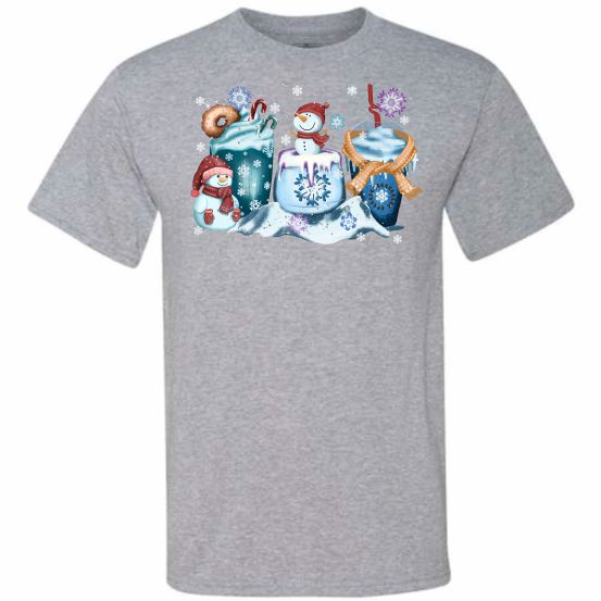Snowmen Coffee Cup Blue (CCS DTF Transfer Only)