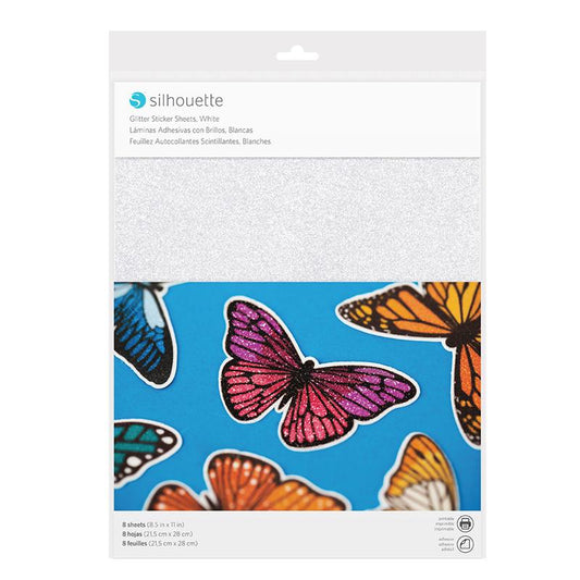 Silhouette STICKER SHEETS - WHITE GLITTER CLEARANCE