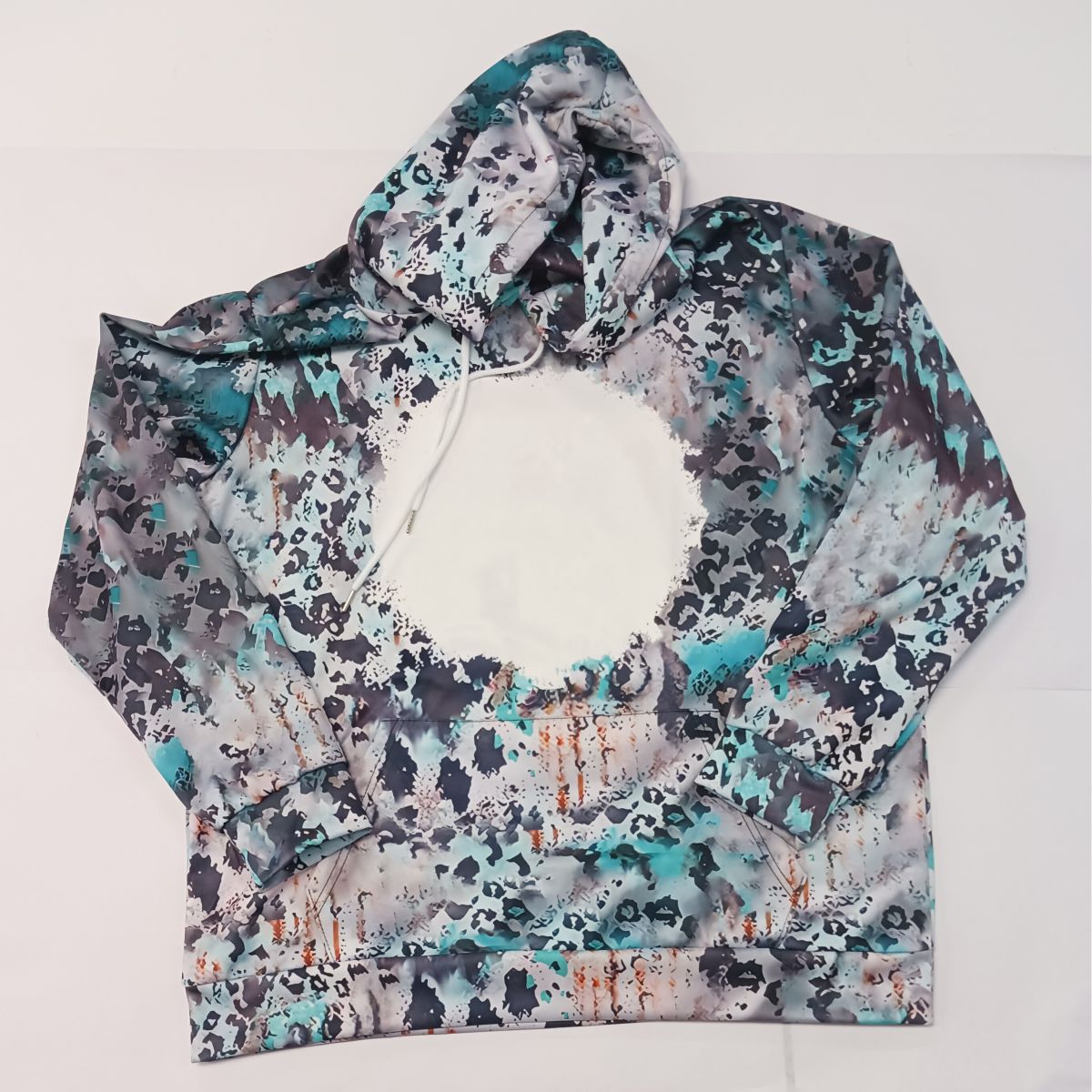 100% Polyester Sublimation Hoodie - Teal, Black, Grey, Orange Pattern CLEARANCE A