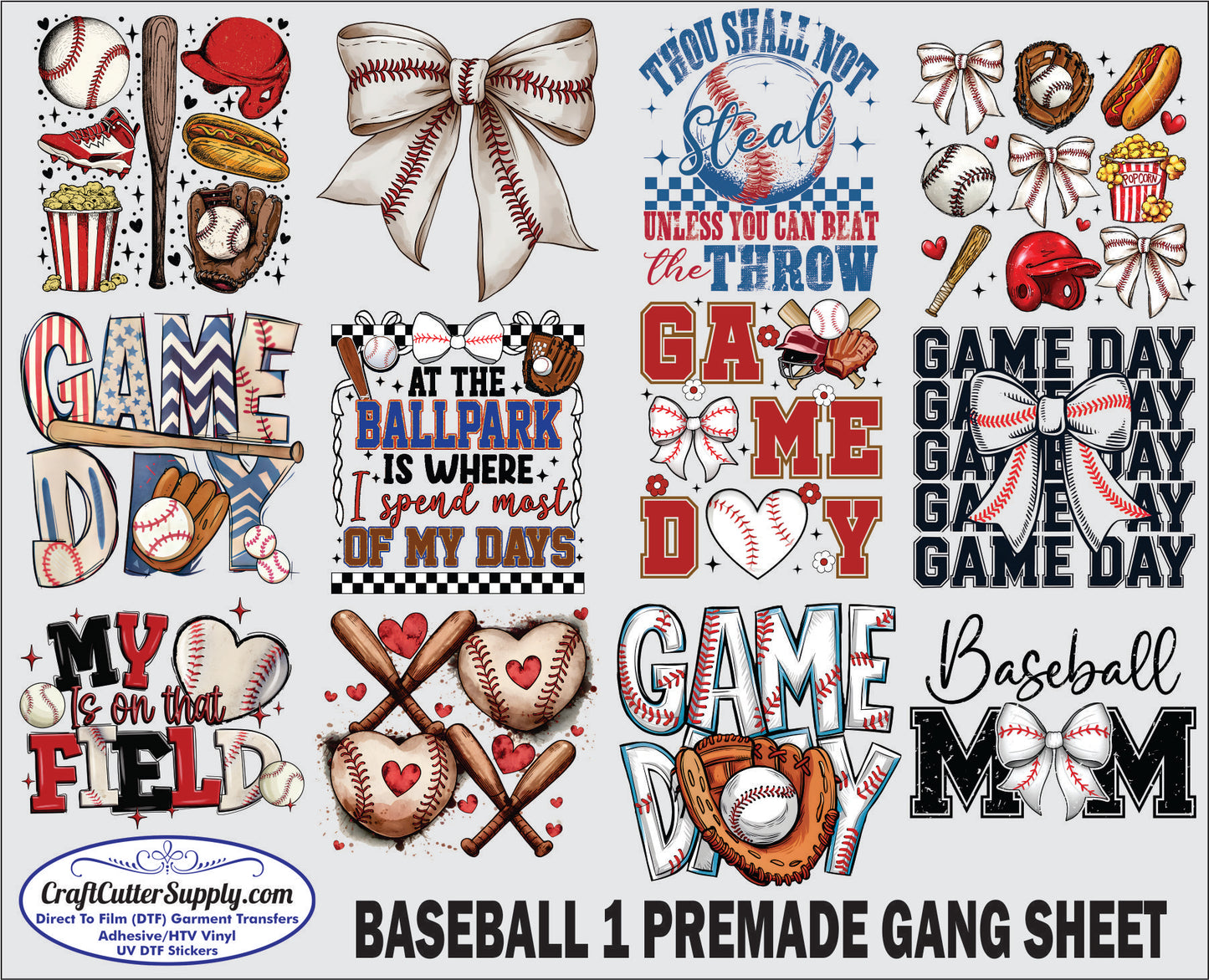 Pre Made Baseball 1 DTF Gang Sheet