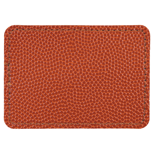 3 1/2" x 2 1/2" Rectangle Basketball Laserable/DTF/UV DTF Leatherette Patch with Heat Adhesive