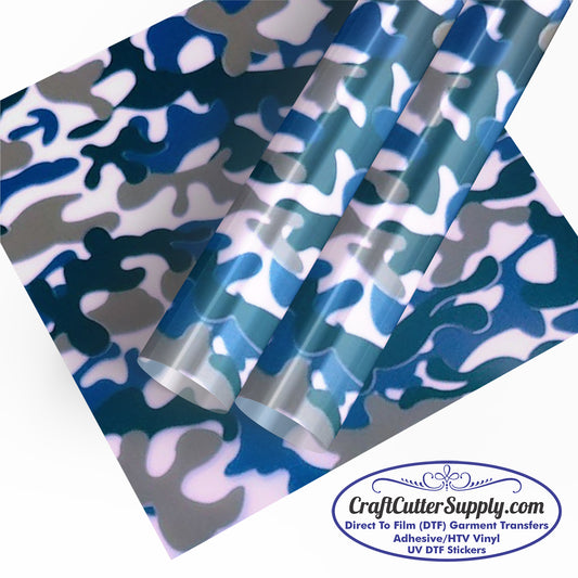 DecoFilm Soft Metallic Blue/Black Camo HTV
