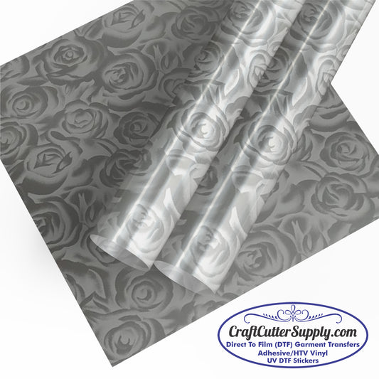 DecoFilm Soft Metallic Silver Roses HTV