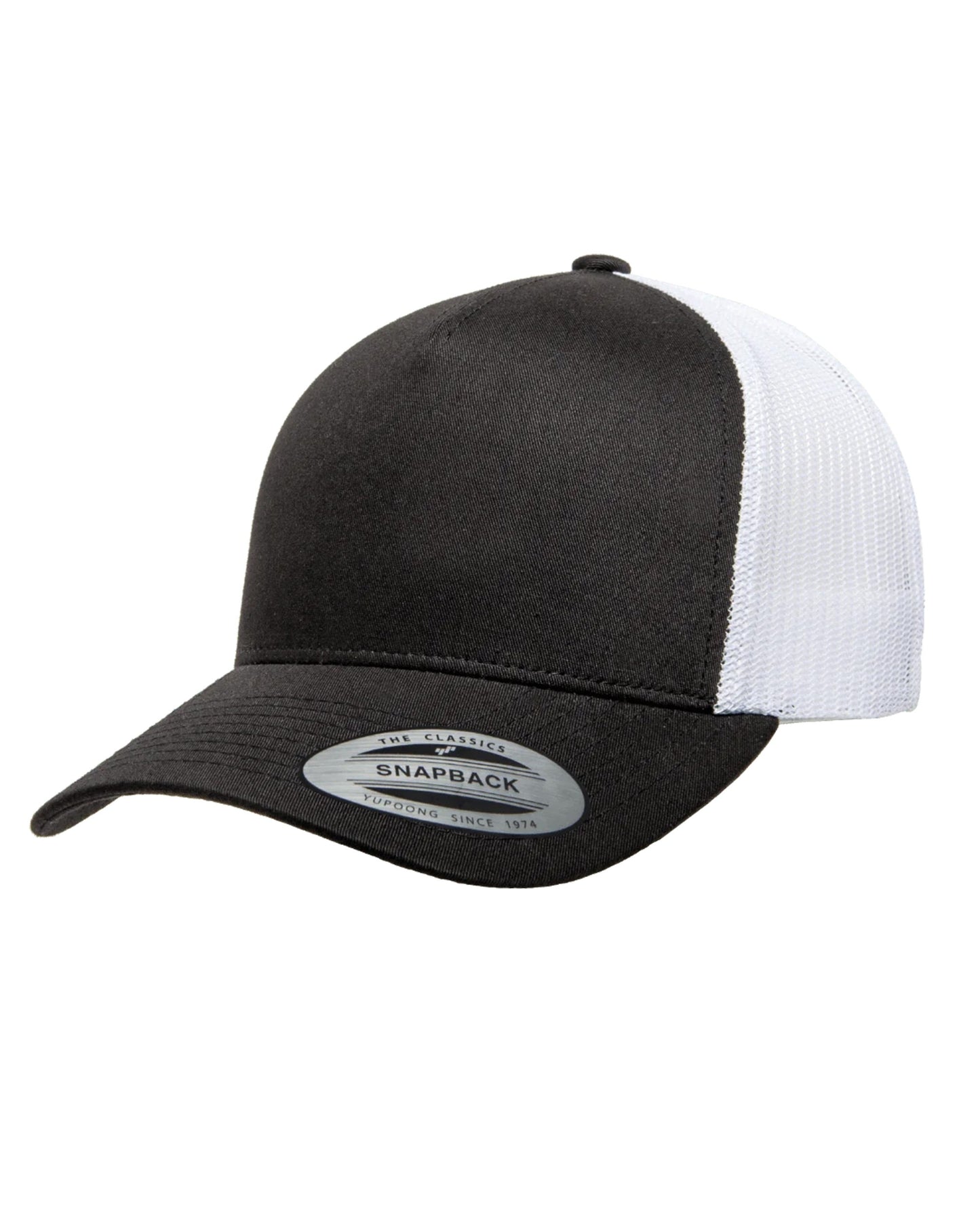 YP Classics® 5-Panel Retro Trucker Cap - 2-Tone Black/White