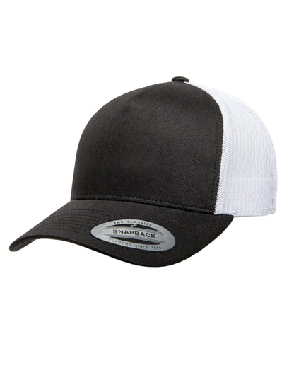 YP Classics® 5-Panel Retro Trucker Cap - 2-Tone Black/White