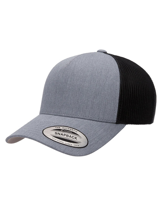 YP Classics® 5-Panel Retro Trucker Cap - 2-Tone Heather/Black