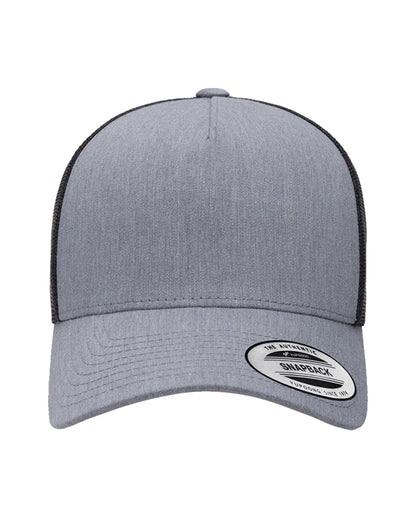 YP Classics® 5-Panel Retro Trucker Cap - 2-Tone Heather/Black