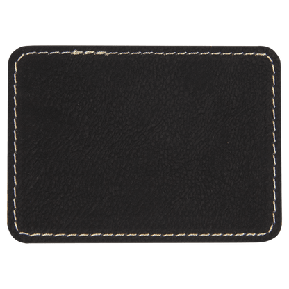 3 1/2" x 2 1/2" Rectangle Black Gold Laserable/DTF/UV DTF Leatherette Patch with Heat Adhesive