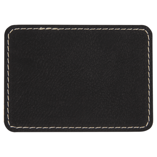 3" x 2" Rectangle Black Gold Laserable/DTF/UV DTF Leatherette Patch with Heat Adhesive