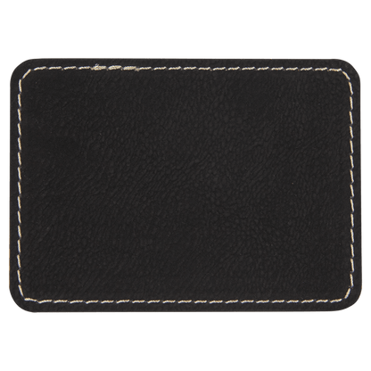 3" x 2" Rectangle Black Gold Laserable/DTF/UV DTF Leatherette Patch with Heat Adhesive