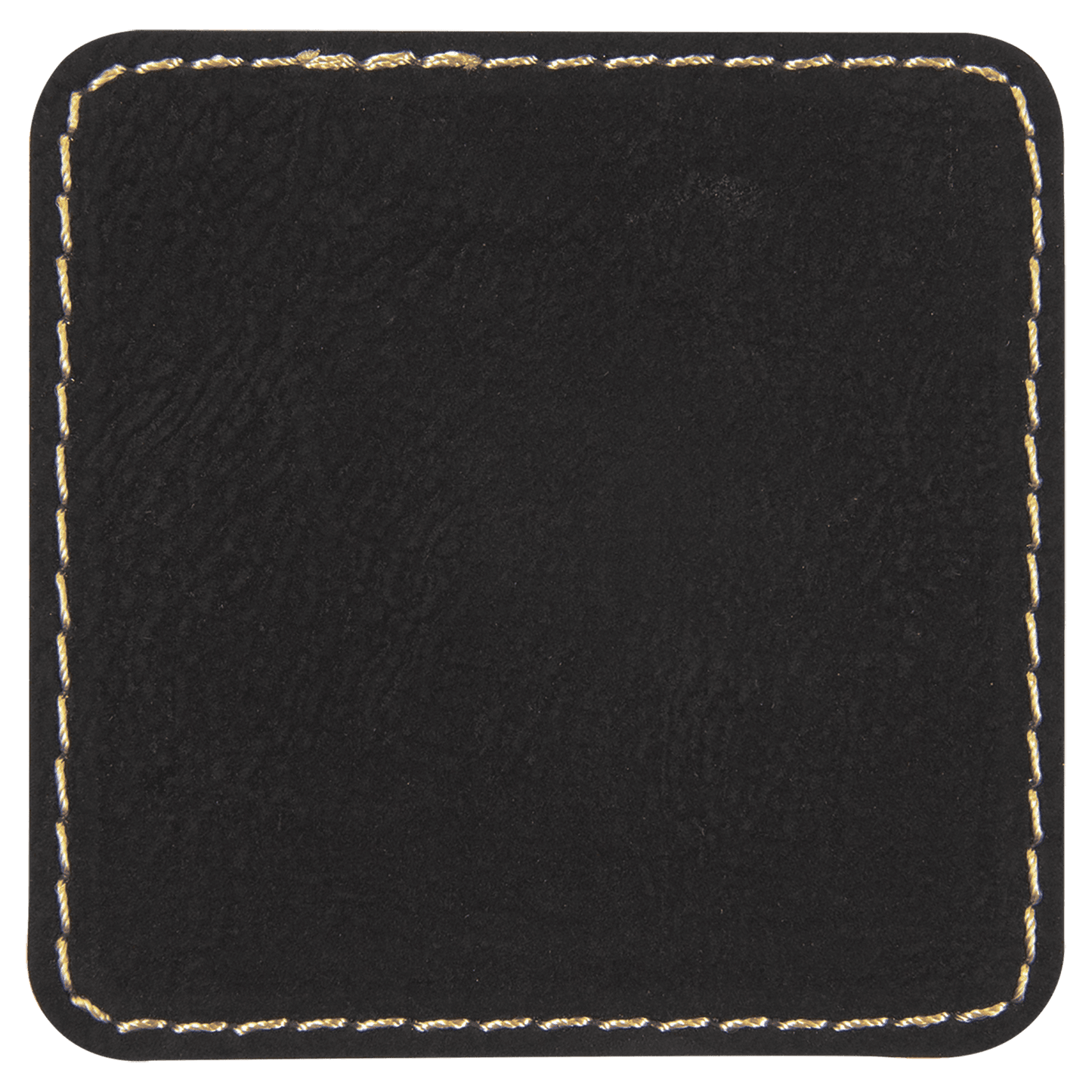 2 1/2" x 2 1/2" Square Black Gold Laserable/DTF/UV DTF Leatherette Patch with Heat Adhesive
