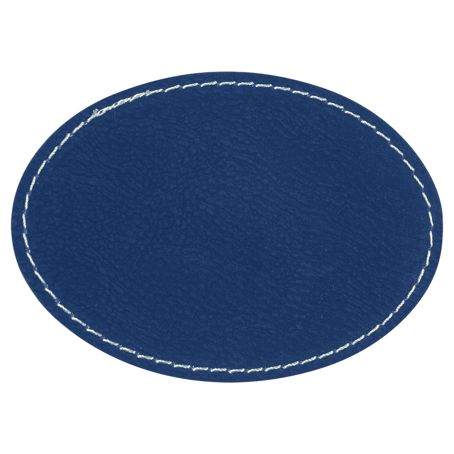 3" x 2" Oval Blue/Silver Laserable/DTF/UV DTF Leatherette Patch with Heat Adhesive