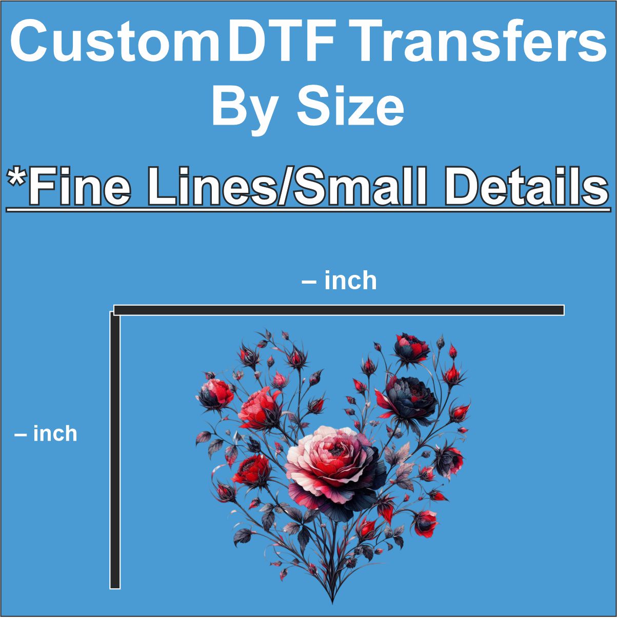Custom DTF Transfers By Size *Fine Lines/Small Details*