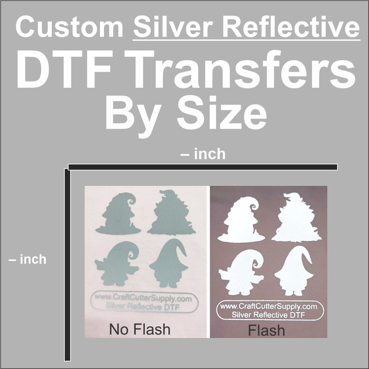 Custom Silver Reflective DTF Transfers By Size