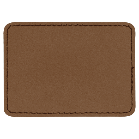 3 1/2" x 2 1/2" Rectangle Dark Brown Laserable/DTF/UV DTF Leatherette Patch with Heat Adhesive