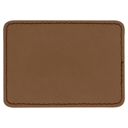 3" x 2" Rectangle Dark Brown Laserable/DTF/UV DTF Leatherette Patch with Heat Adhesive