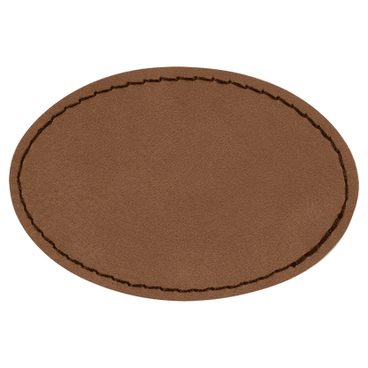 3" x 2" Oval Dark Brown Laserable/DTF/UV DTF Leatherette Patch with Heat Adhesive