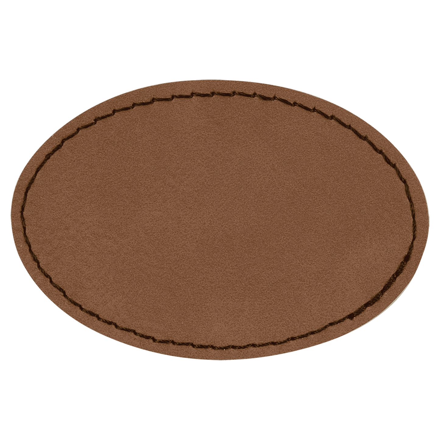 3 1/2" x 2 1/2" Oval Dark Brown Laserable/DTF/UV DTF Leatherette Patch with Heat Adhesive