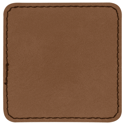 2 1/2" x 2 1/2" Square Dark Brown Laserable/DTF/UV DTF Leatherette Patch with Heat Adhesive