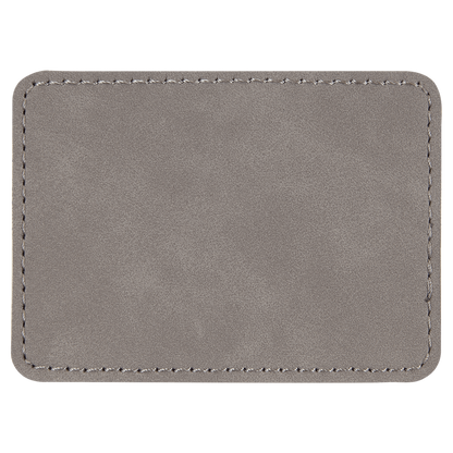 3 1/2" x 2 1/2" Rectangle Gray Laserable/DTF/UV DTF Leatherette Patch with Heat Adhesive