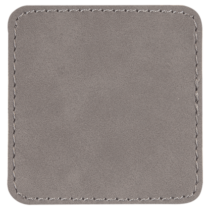 2 1/2" x 2 1/2" Square Gray Laserable/DTF/UV DTF Leatherette Patch with Heat Adhesive