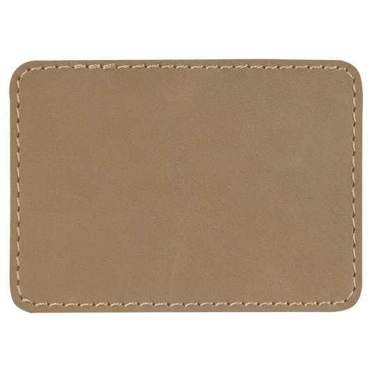 3 1/2" x 2 1/2" Rectangle Light Brown Laserable/DTF/UV DTF Leatherette Patch with Heat Adhesive