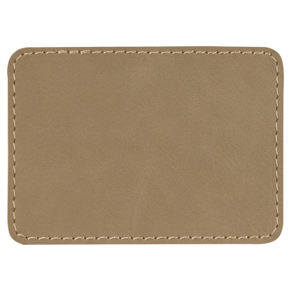 3" x 2" Rectangle Light Brown Laserable/DTF/UV DTF Leatherette Patch with Heat Adhesive